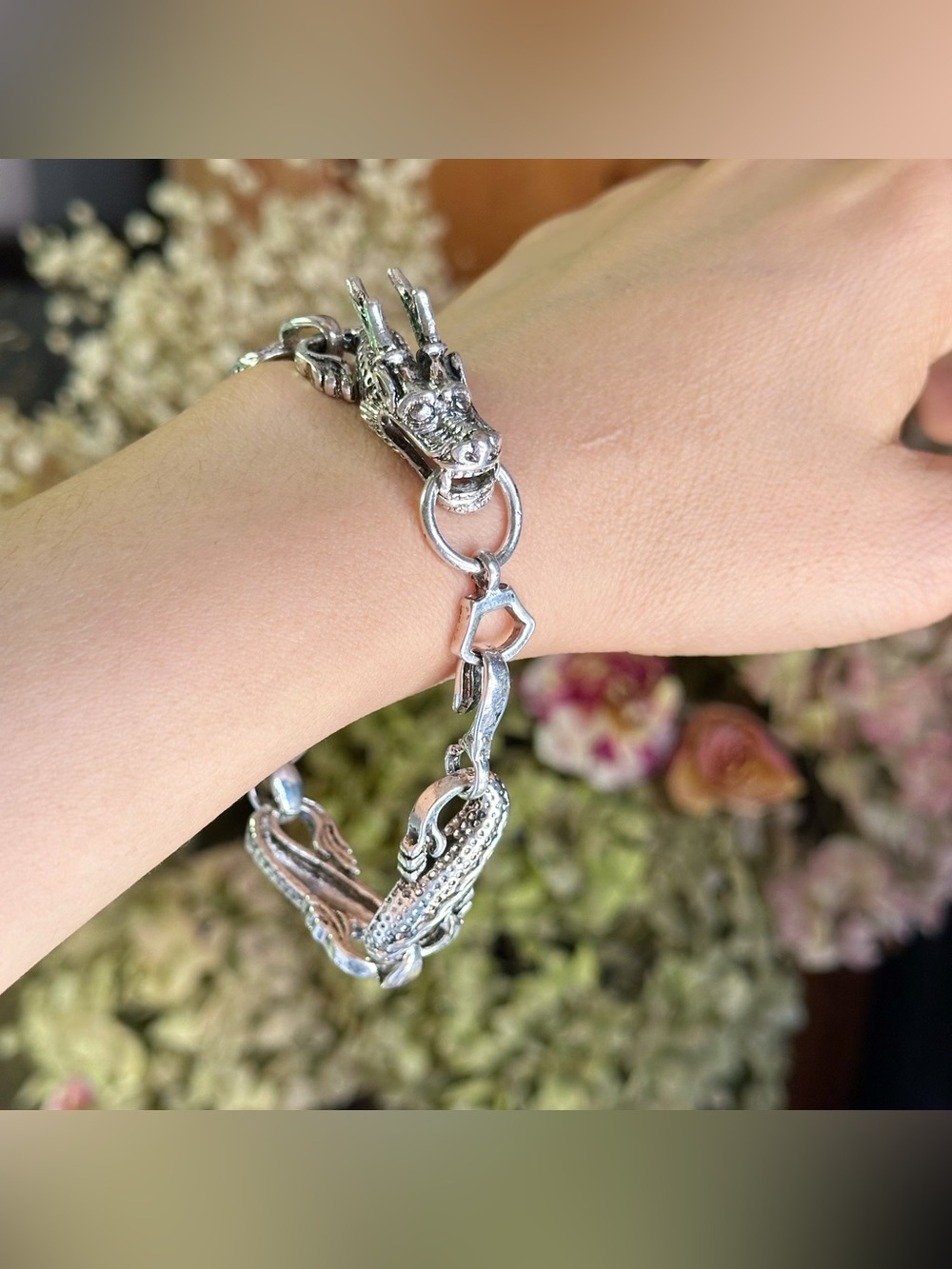 Men’s 925 Sterling Silver Dragon Link Bracelet